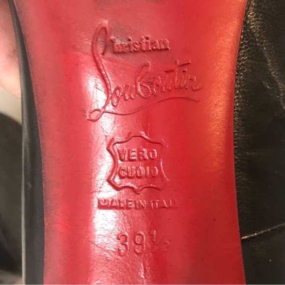 Christian Louboutin Black Leather Pointed Heels Sz 39 1/2 - Picture 4 of 15